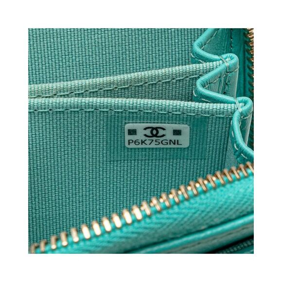 Pre Loved Chanel CC Quilted Caviar Zip Coin Purse Women Blue Pouches - Picture 6 of 8